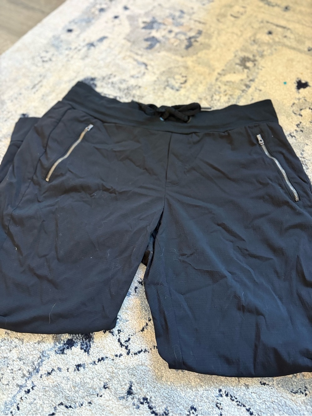 Athleta Black Drawstring Waist Active Pants with Zip Pockets